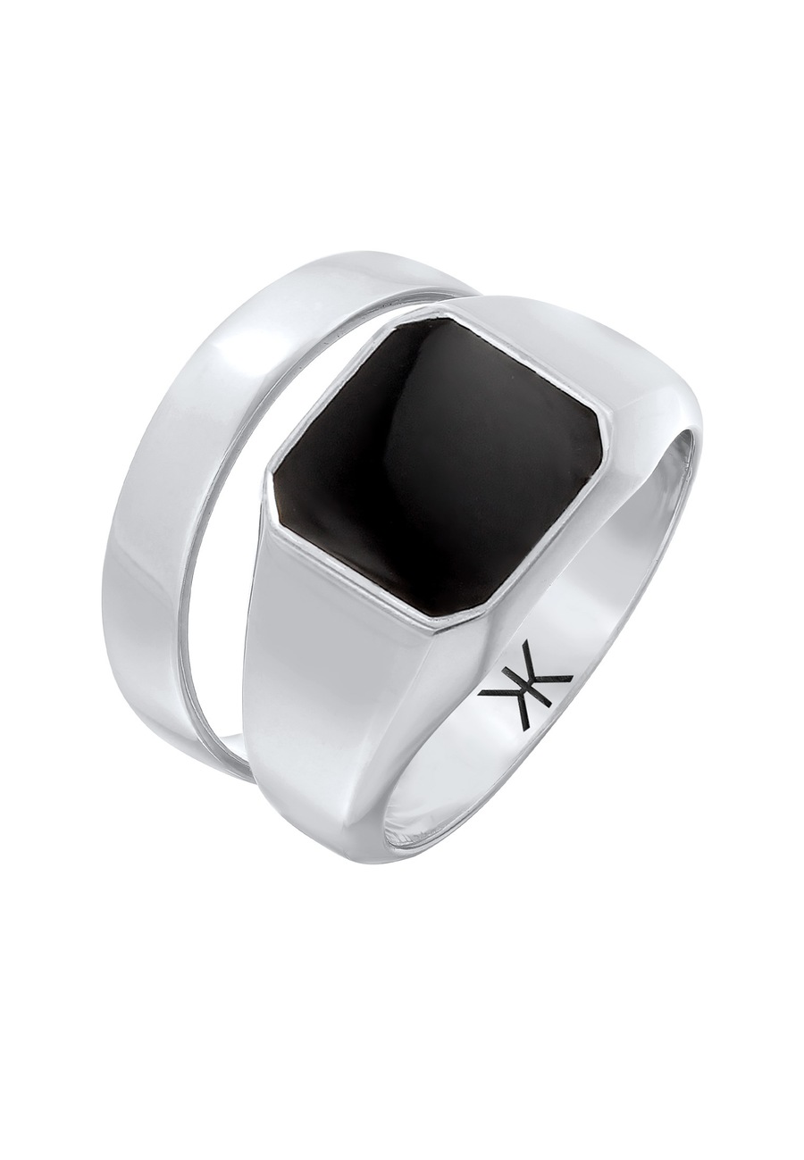 KUZZOI Siegelring Bandring Set 925 Silber 60 Herren