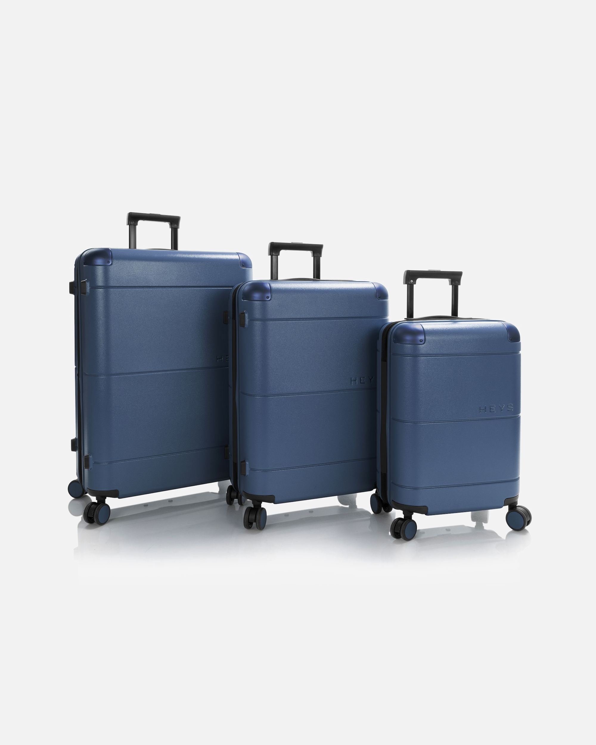Koffer für Männlich Heys Zen 4 Rollen Kofferset 3-teilig mit Dehnfalte navy