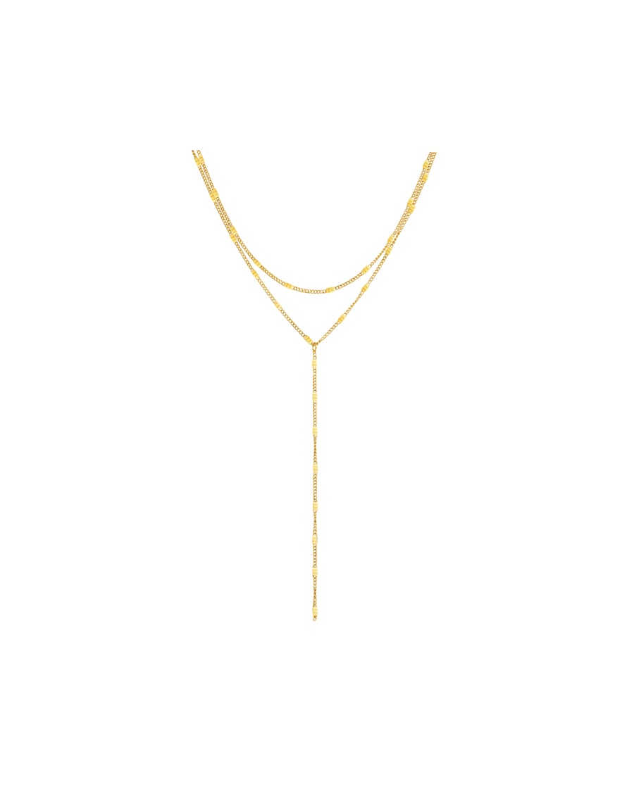 Hey Happiness Y Kette zweireihig aus Edelstahl Gold Damen