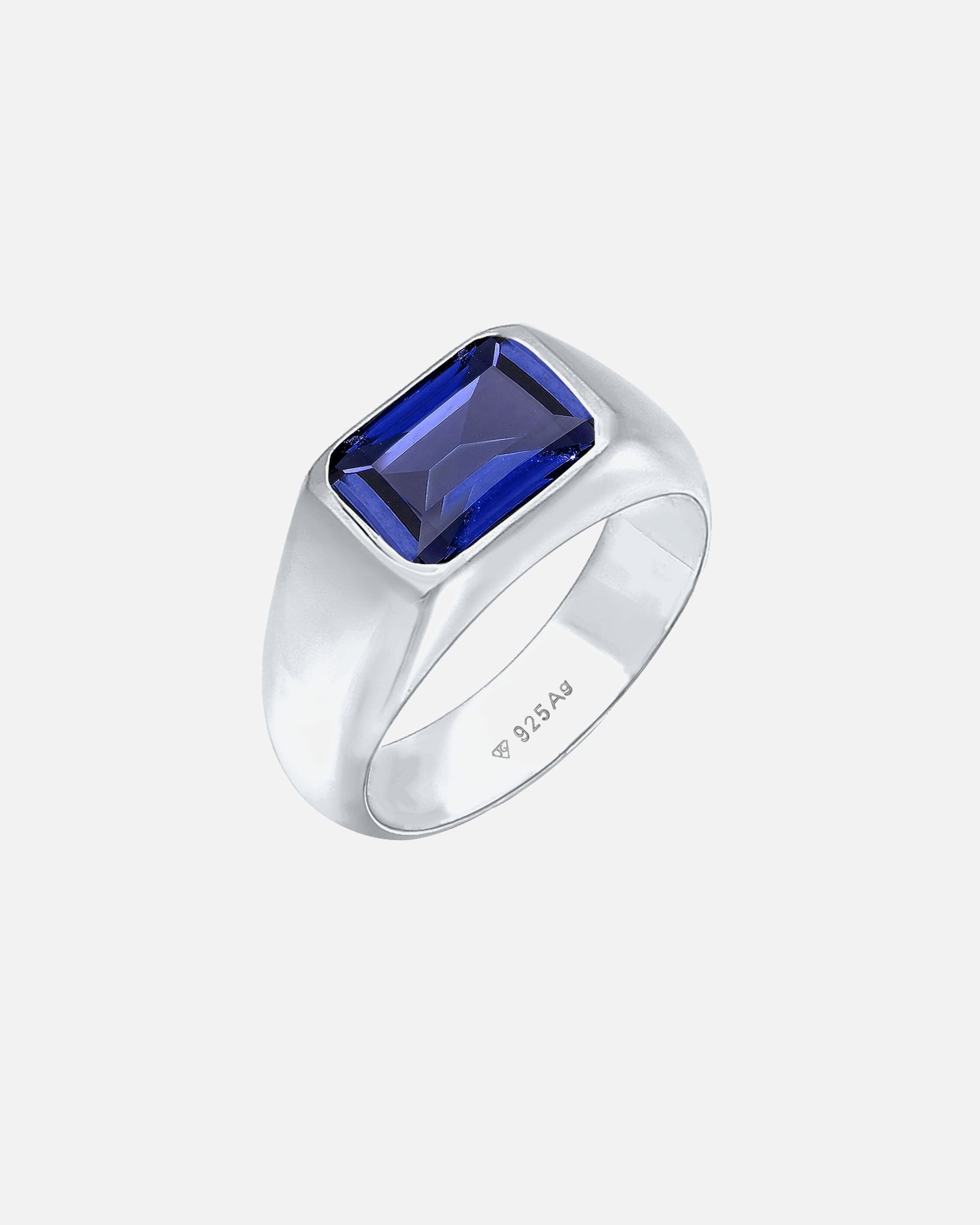 Ring für Weiblich Elli PREMIUM Siegelring Laborgezüchteter Saphir Dunkelblau 925 Sterling Silber 52