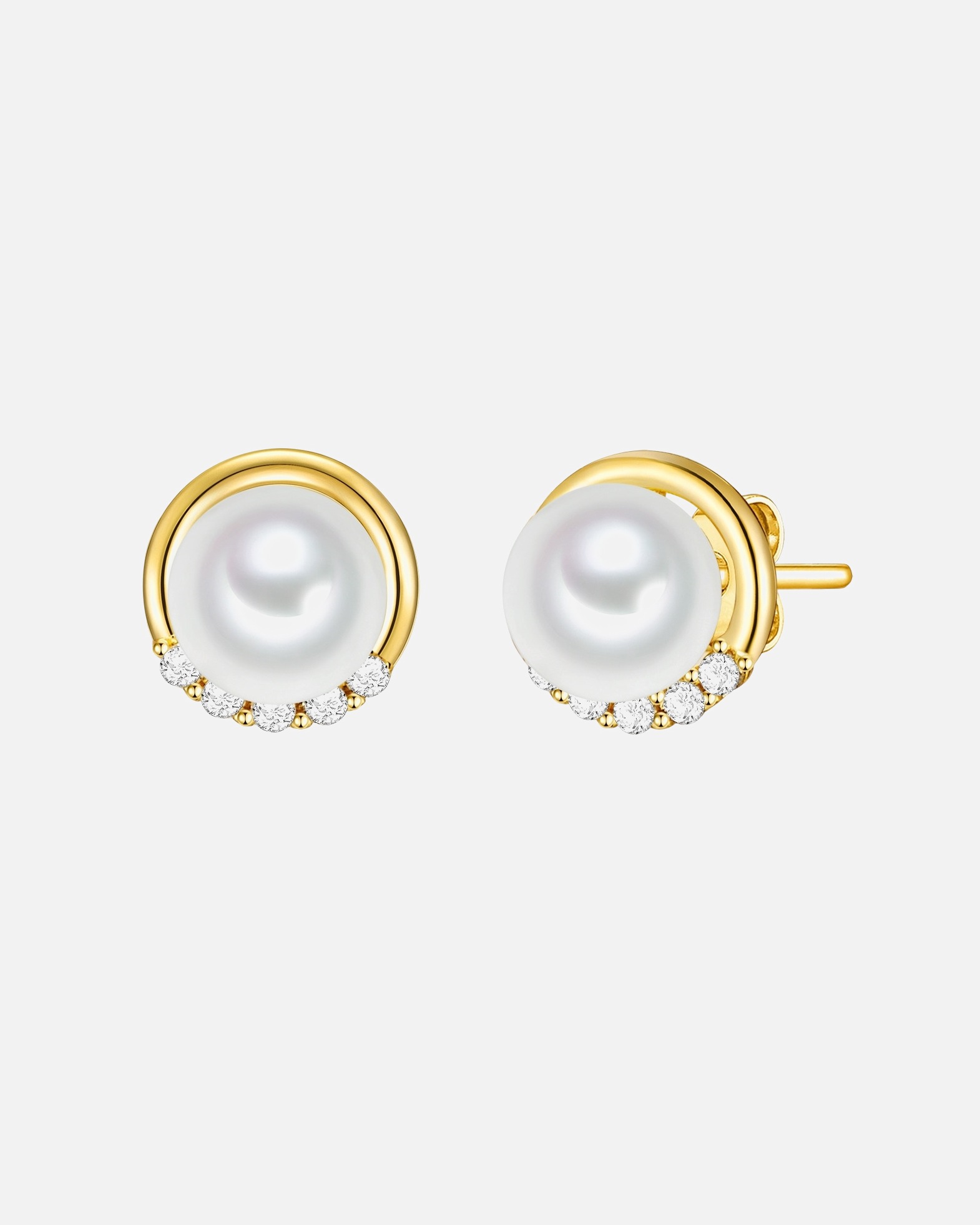 Ohrringe für Weiblich Rafaela Donata Ohrstecker Sterling Silber Zirkonia Perlmutt in Gelbgold 10,7 mm