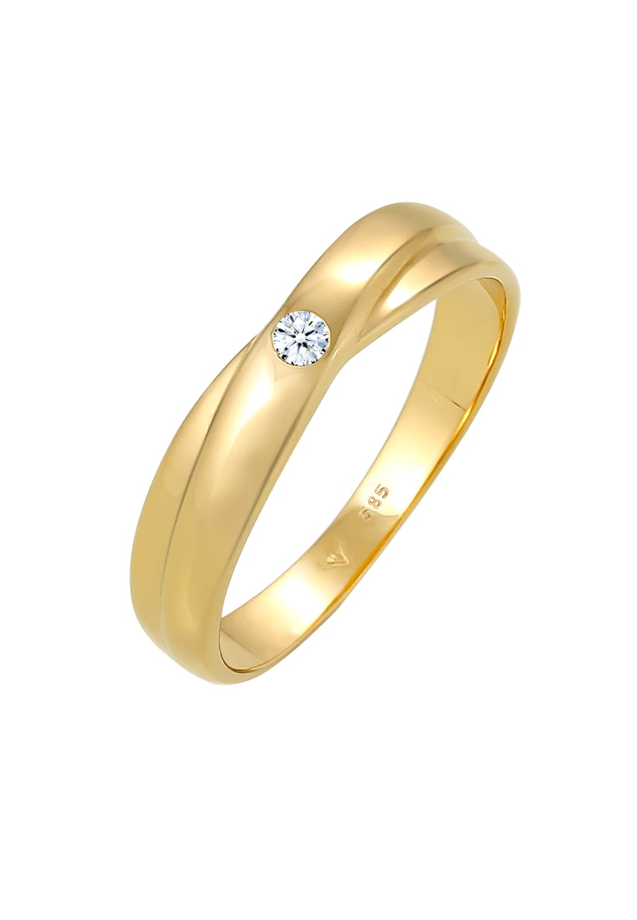 Elli DIAMONDS Wickelring Solitär Diamant (0.03 ct.) 585 Gelbgold 54 Damen