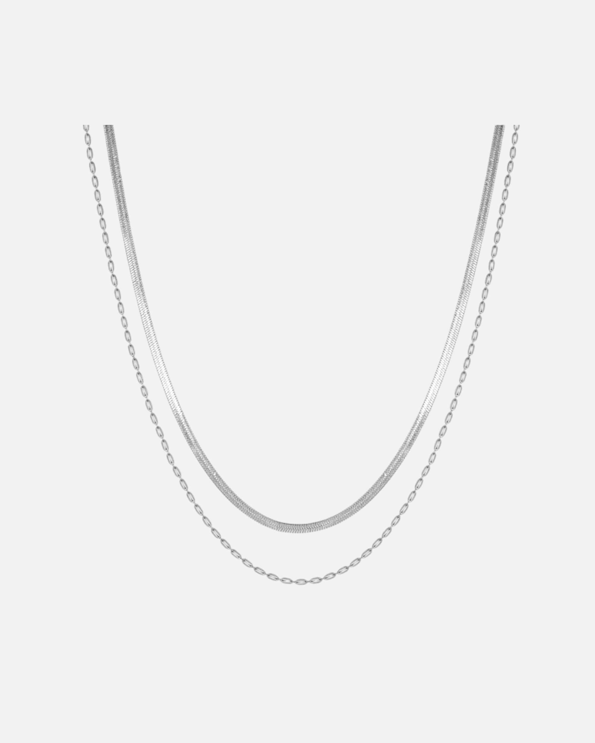 Halskette für Männlich Hey Happiness Default Brand Line Wasserfeste Herren-Kette aus Edelstahl – Zweireihig Silber