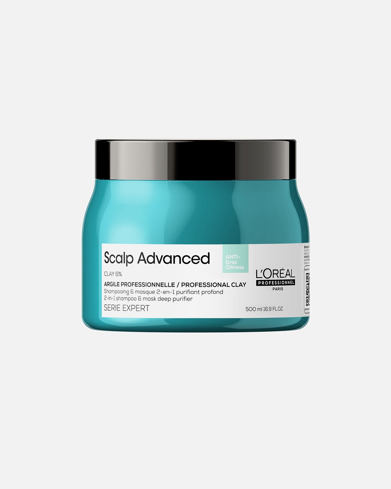 Haarbad für Unisex L´Oréal Professionnel Paris SCALP ADVANCED Anti-Fettigkeit 2-in-1-Shampoo &, -Maske Tiefenreinigende Tonerde 500 ml