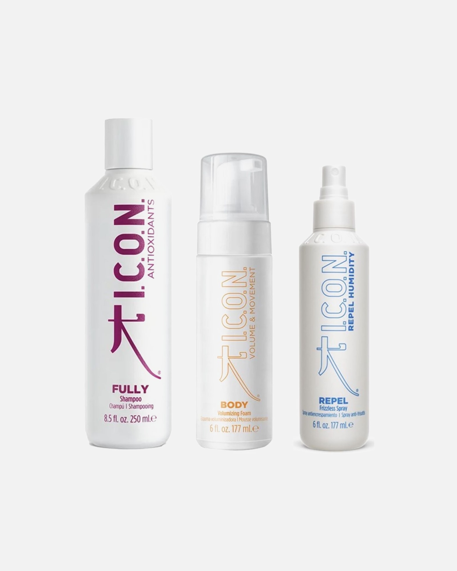 Haarpflegeset für Weiblich ICON FULLY Shampoo + BODY Volumizing Foam + REPEL 3er Set 1 Stück