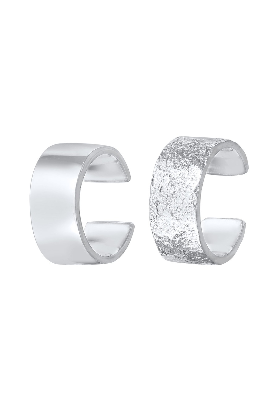 Elli Earcuff Breit Basic Gehämmert 2er Set 925 Silber silberfarben Damen