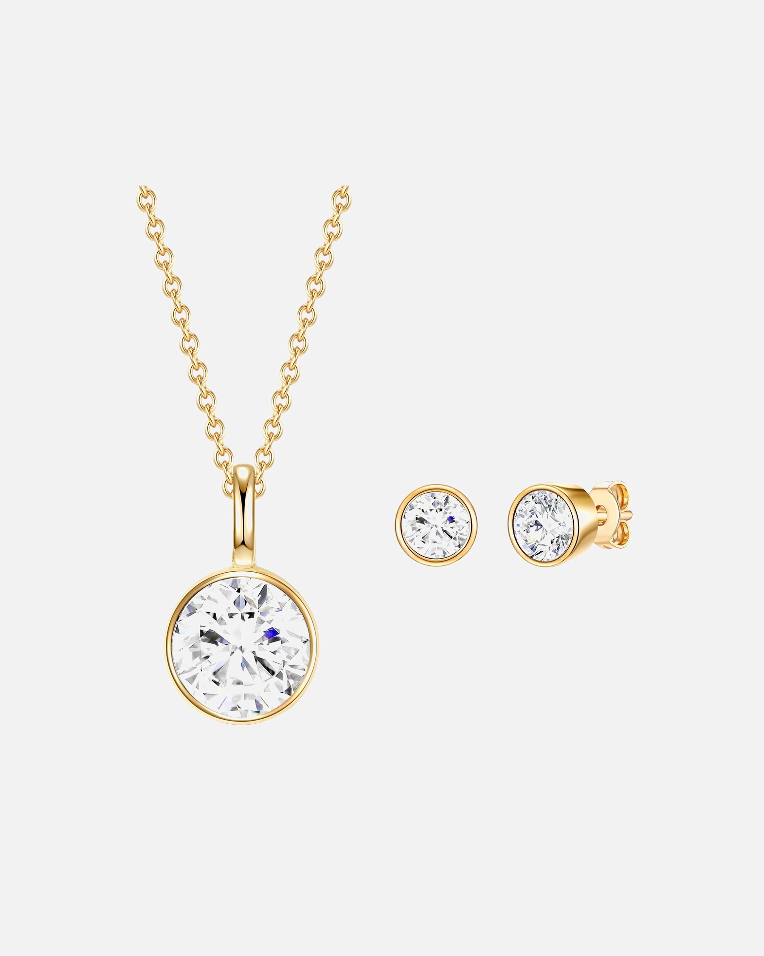 Schmuck für Weiblich Rafaela Donata Set (Kette + Ohrstecker) Gelbvergoldet verziert mit Kristallen von Swarovski® 14,0 mm