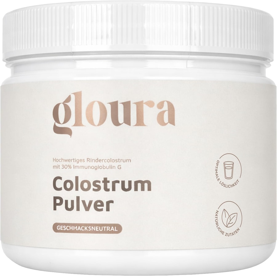 Gloura Premium Colostrum Pulver mit 30% Immunglobulin – Reines Rindercolostrum, laktosefrei Geschmacksneutral, 120g 120 g