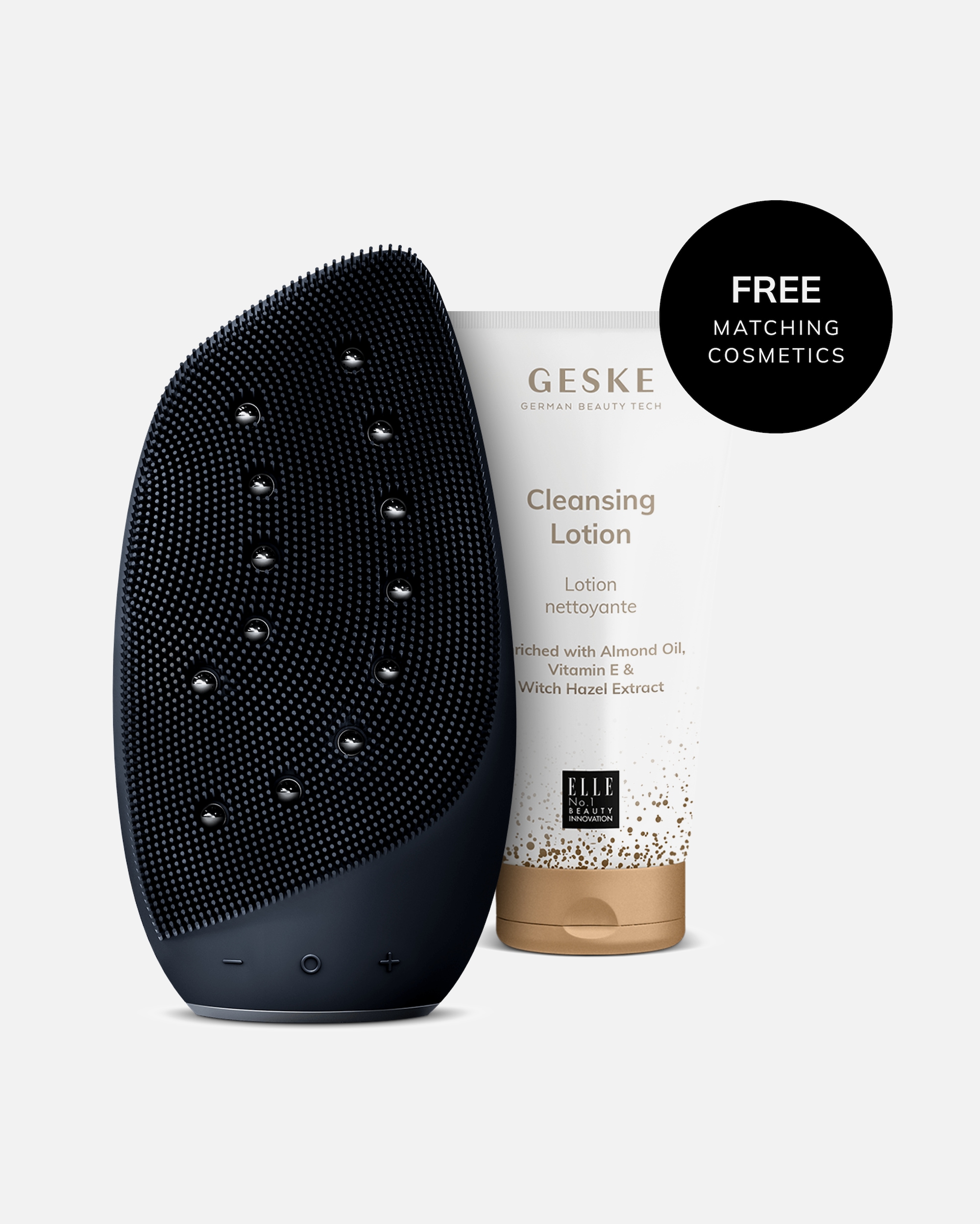 Gesichtspflegeset für Unisex Geske Sonic Thermo Facial Brush & Face-Lifter|Farbe: Black + Gratis Kosmetik Black