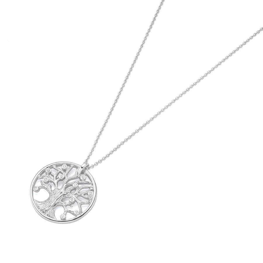 Smart Jewel Kette Lebensbaum mit Zirkonia, Silber 925 45 cm Weiss Damen