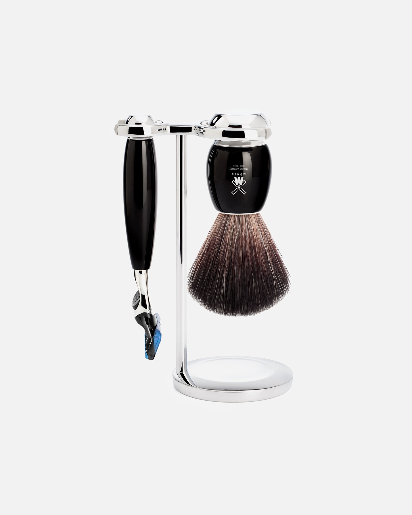 Rasierset für Männlich Mühle VIVO 3-teiliges Rasierset, Black Fibre, mit Gillette® Fusion™ Griffmaterial Edelharz schwarz