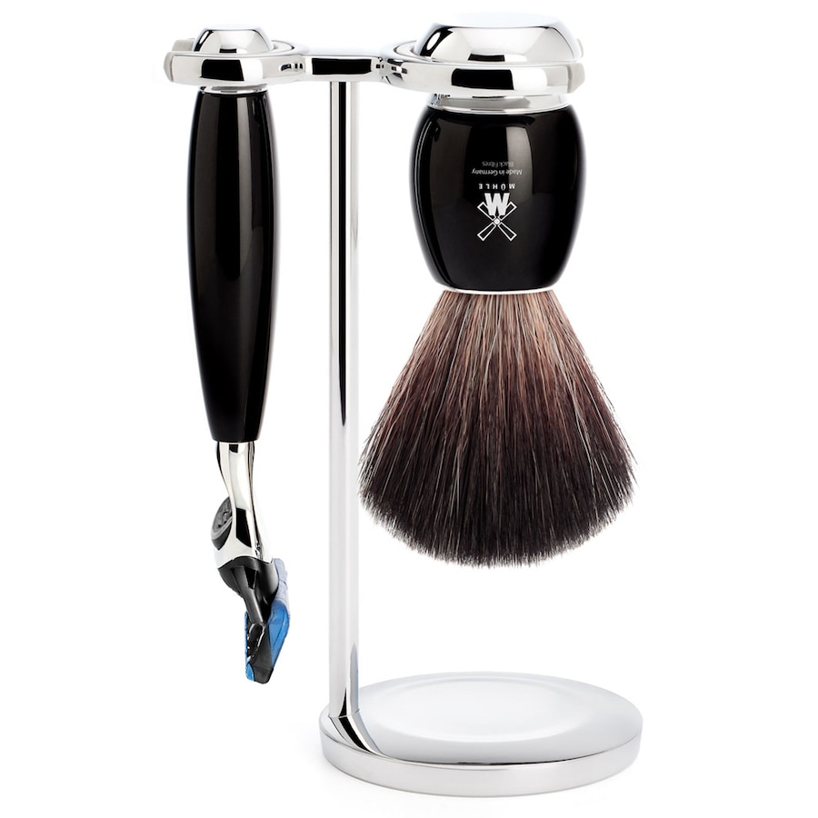 Mühle VIVO 3-teiliges Rasierset, Black Fibre, mit Gillette Fusion Griffmaterial Edelharz schwarz Herren