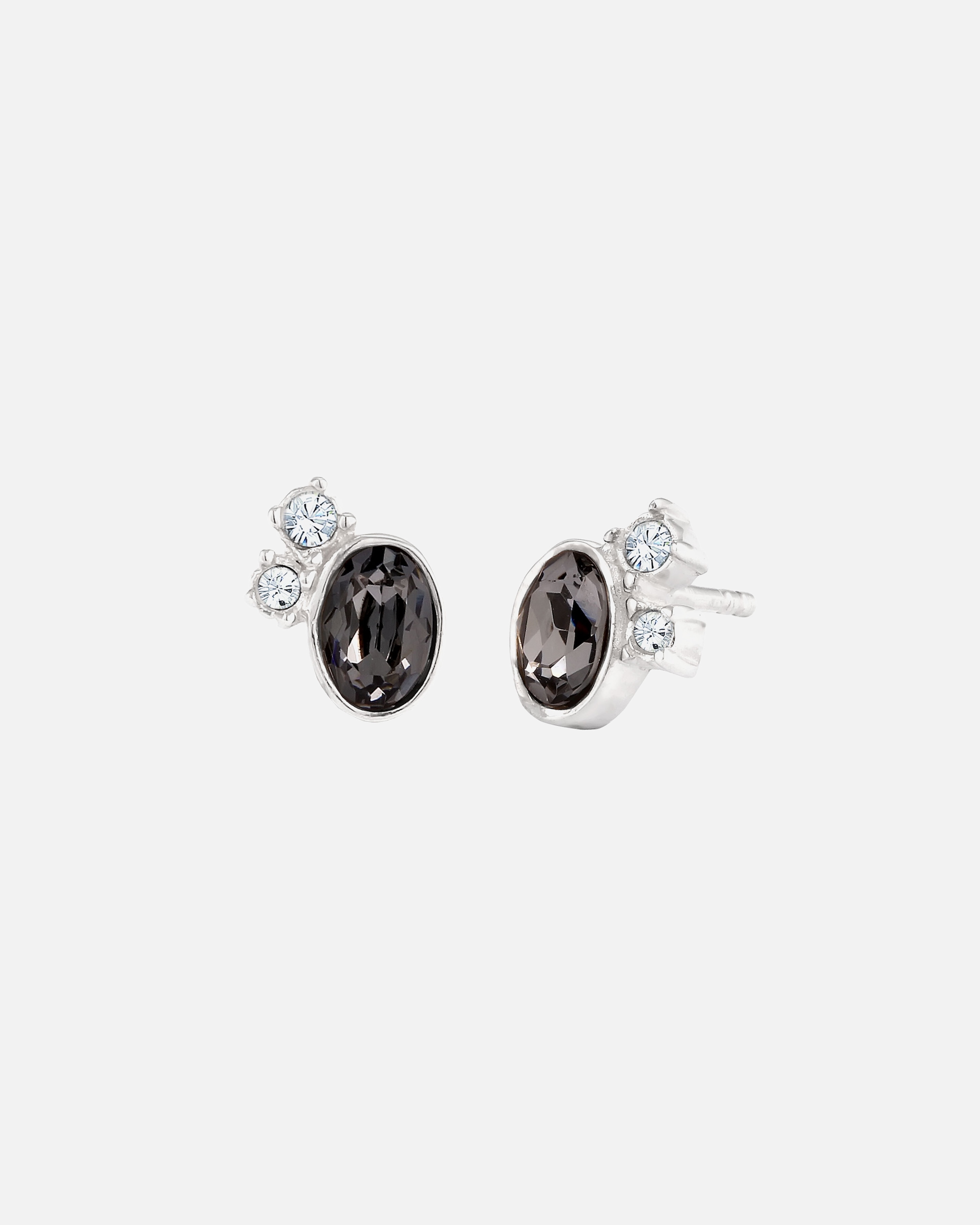 Ohrringe für Weiblich Elli Ohrstecker Oval Grau 925 Sterling Silber, mit Kristallen von Swarovski® silberfarben