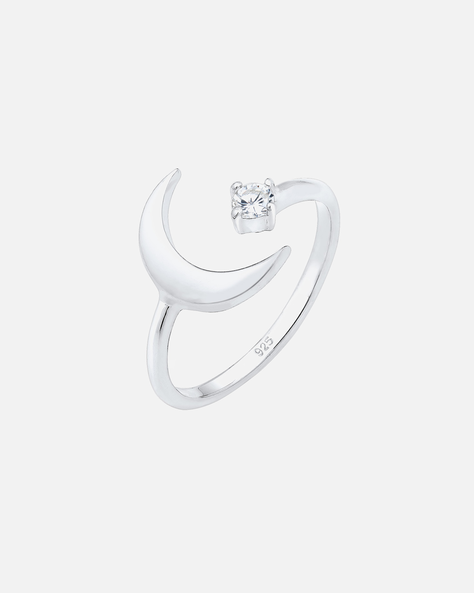 Ring für Weiblich Elli Halbmond Astro Offen Zirkonia 925 Sterling Silber silberfarben