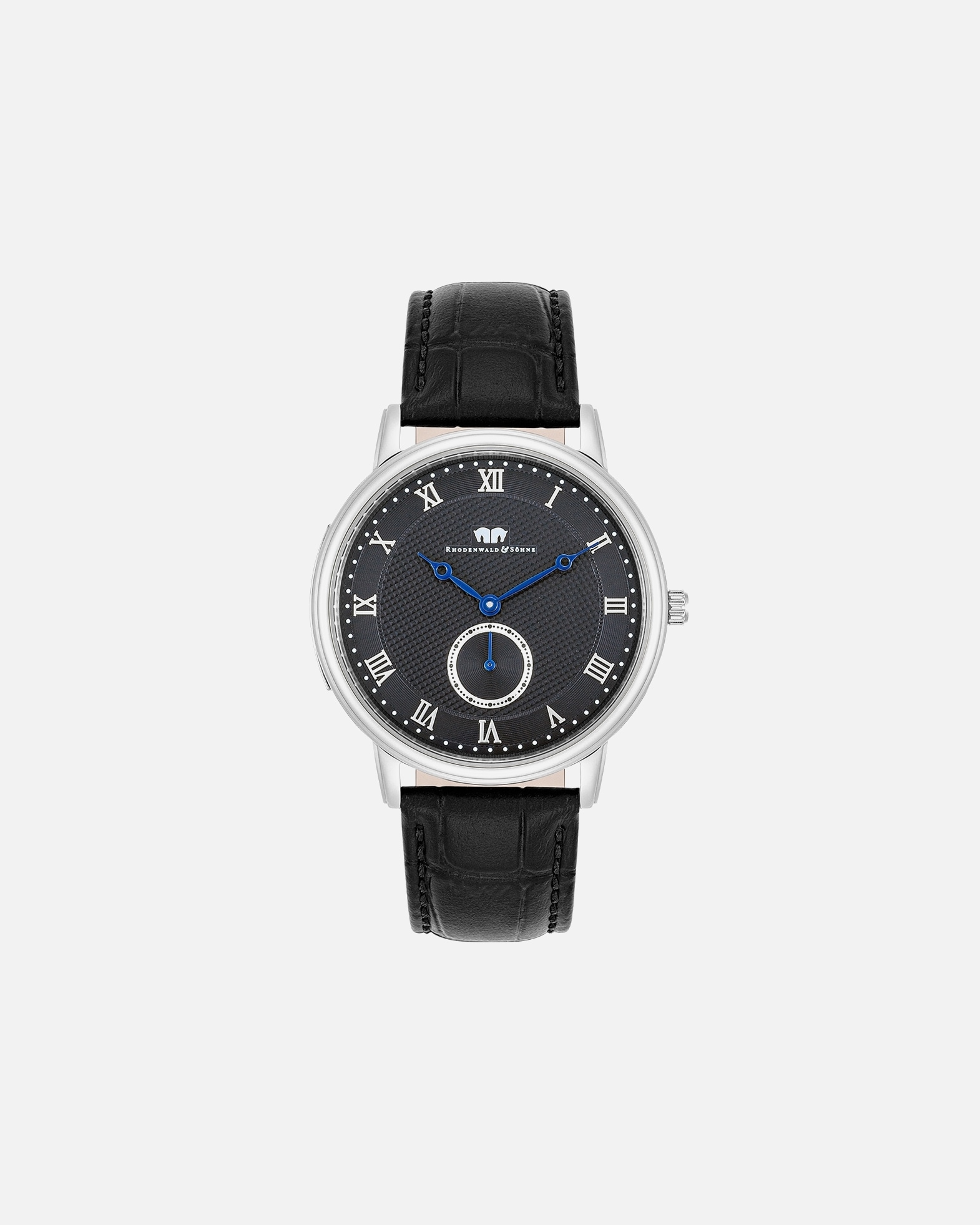 Uhr für Männlich Rhodenwald & Söhne Armband-Uhr Moonlight aus Echtleder in schwarz 215,0 mm