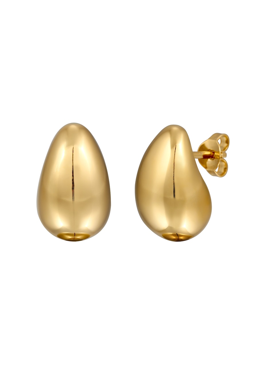 Elli PREMIUM Ohrstecker Tropfenform Bauchig Chunky 925 Silber goldfarben Damen