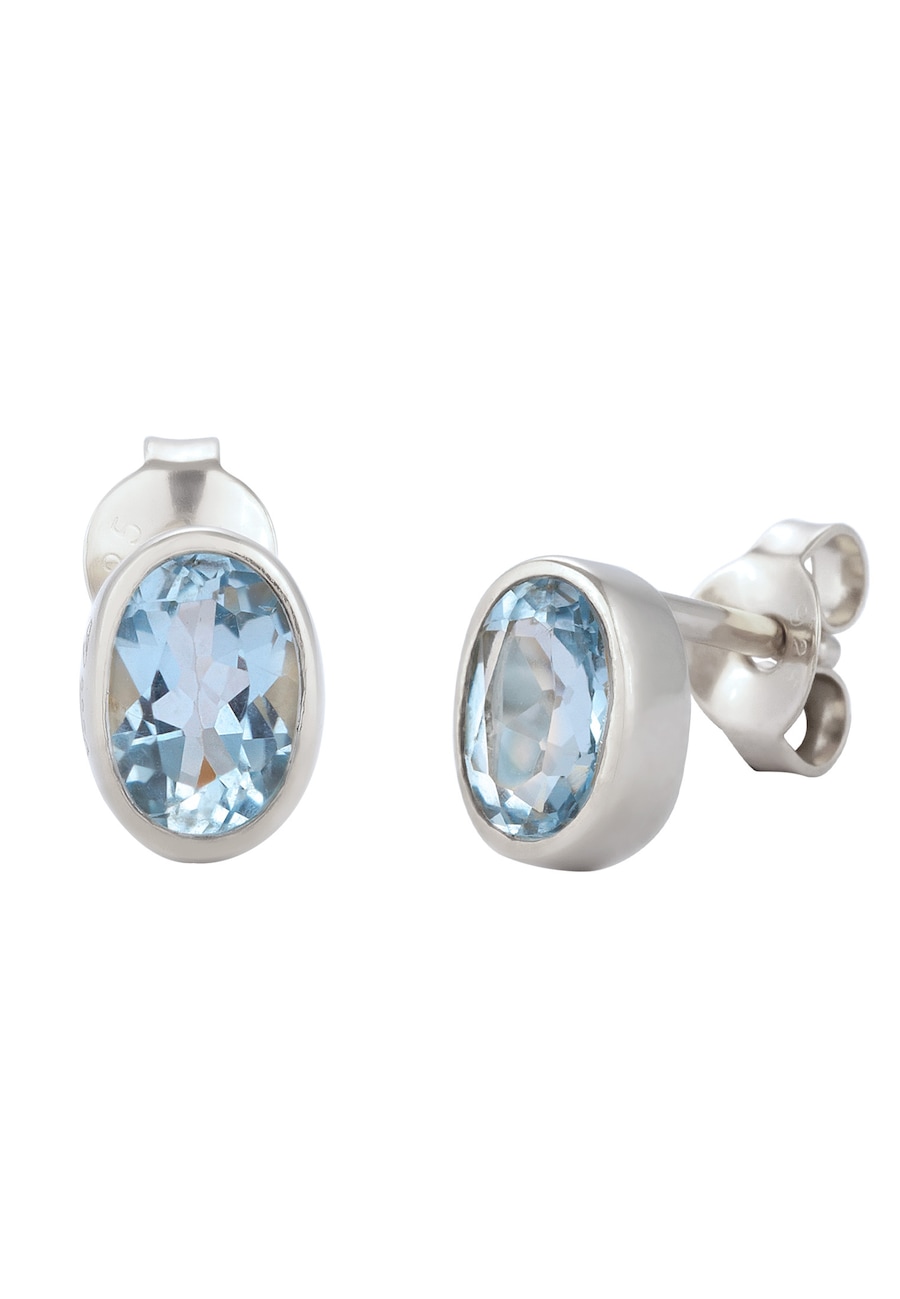 Elli Ohrstecker Oval Topas Hellblau 925 Sterling Silber silberfarben Damen