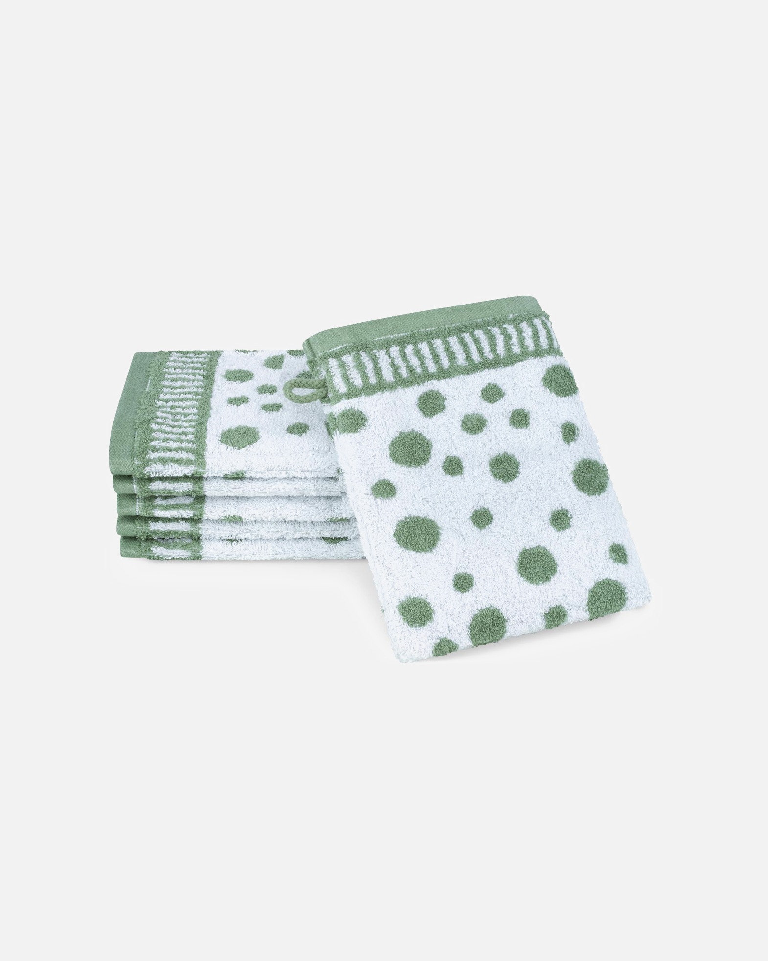 Handtuch für Unisex ROSS Waschhandschuh Punkte allover (6er Set) Grün