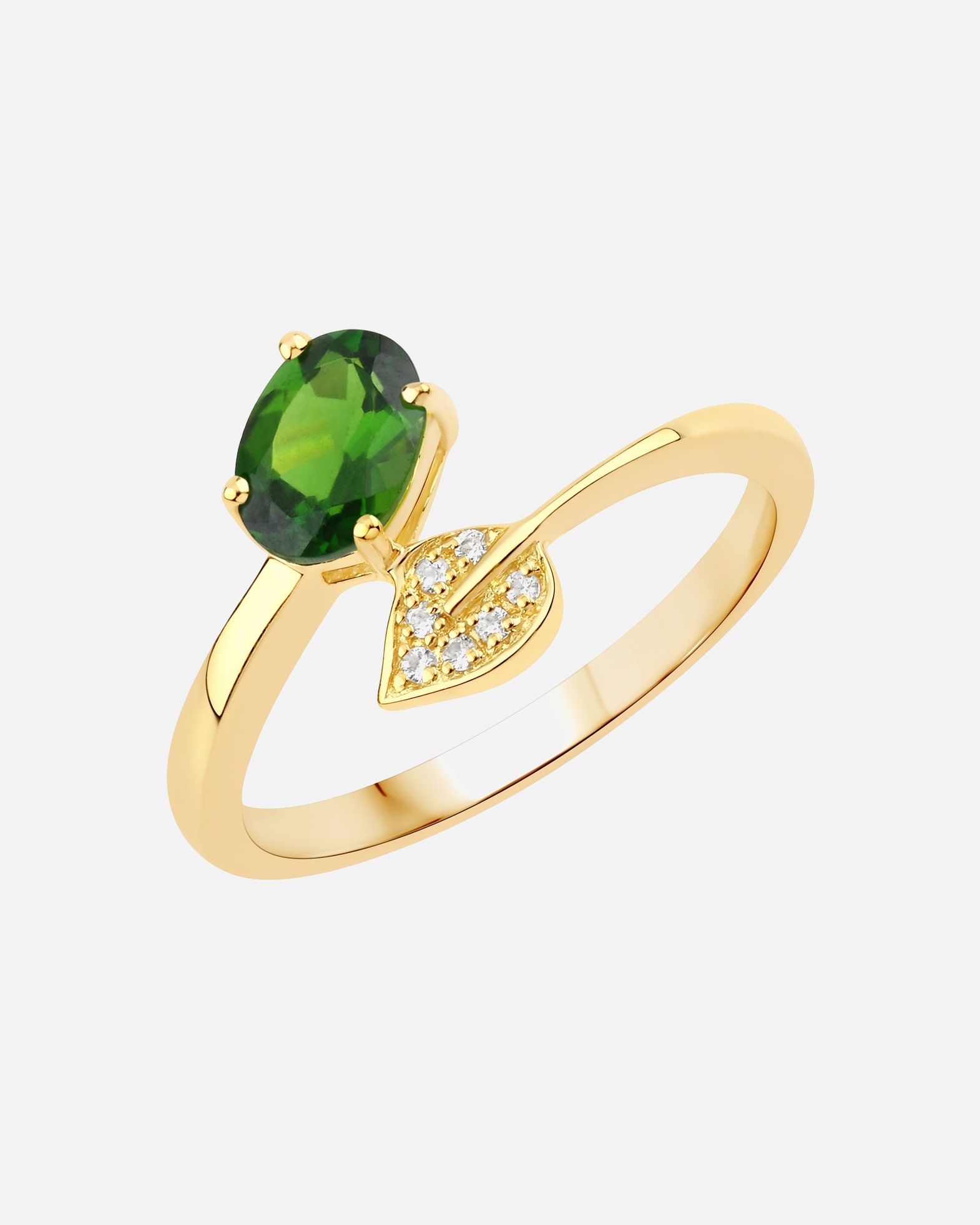 Ring für Weiblich Rafaela Donata Ring Sterling Silber Chromdiopsid in Gelbgold 56