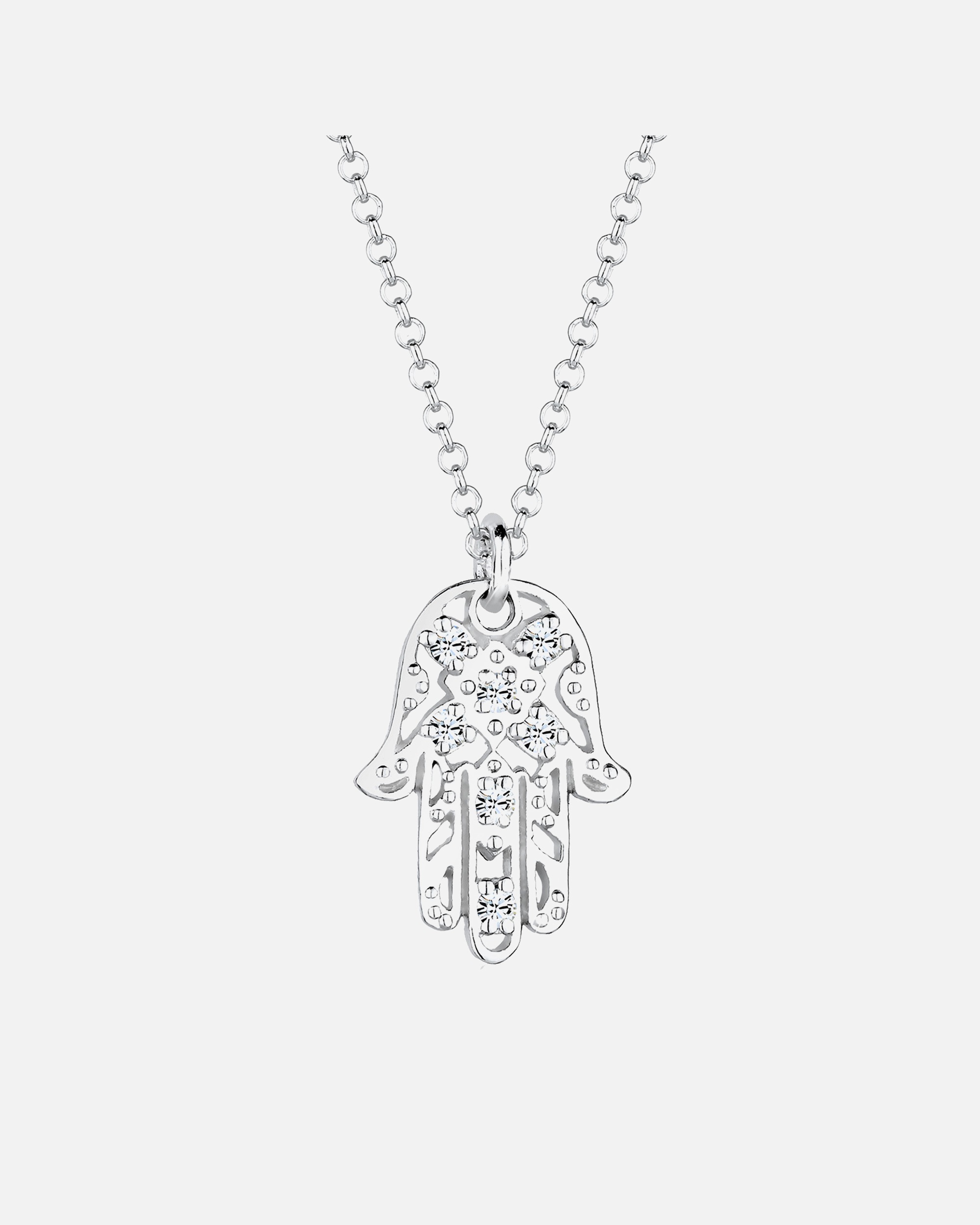 Halskette für Weiblich Elli Hamsa Hand der Fatima Kristalle 925 Silber 55