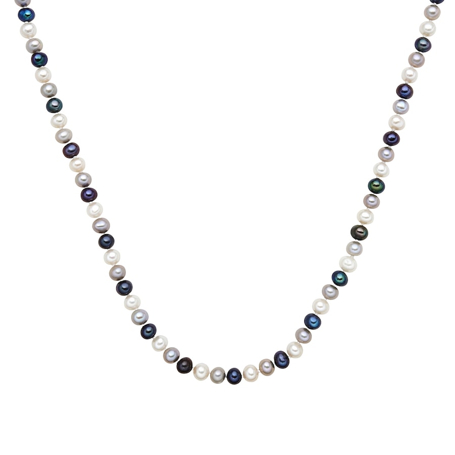 Lulu & Jane Perlen-Kette Messing Süßwasser-Zuchtperle in Silber 42,0 cm Basiskette + 5,0 Verlängerung Damen