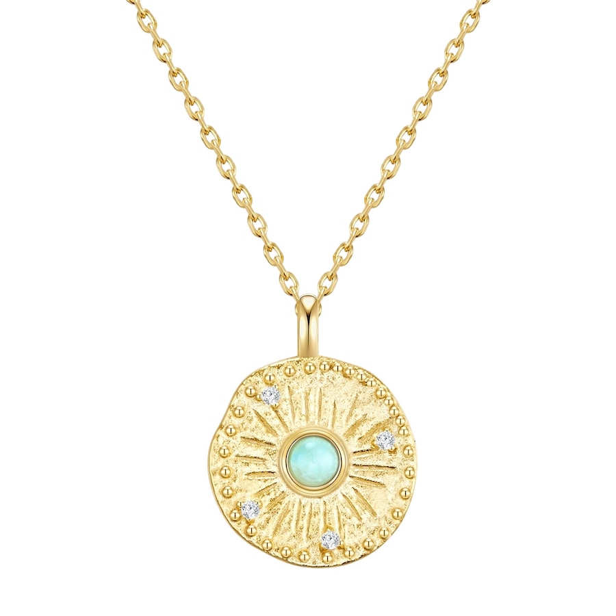 Glanzstücke München Halskette aus Sterling Silber in gelbgold mit Amazonit und Zirkonia 40,0 cm Basiskette + 5,0 Verlängerung Damen