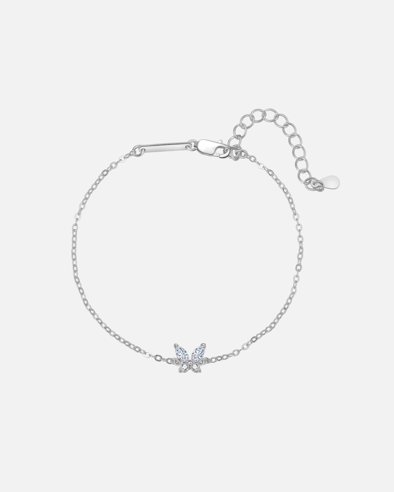 Armband für Weiblich Hey Happiness Default Brand Line Filigranes Armband Zirkonia Schmetterling, 925 Silber Silber