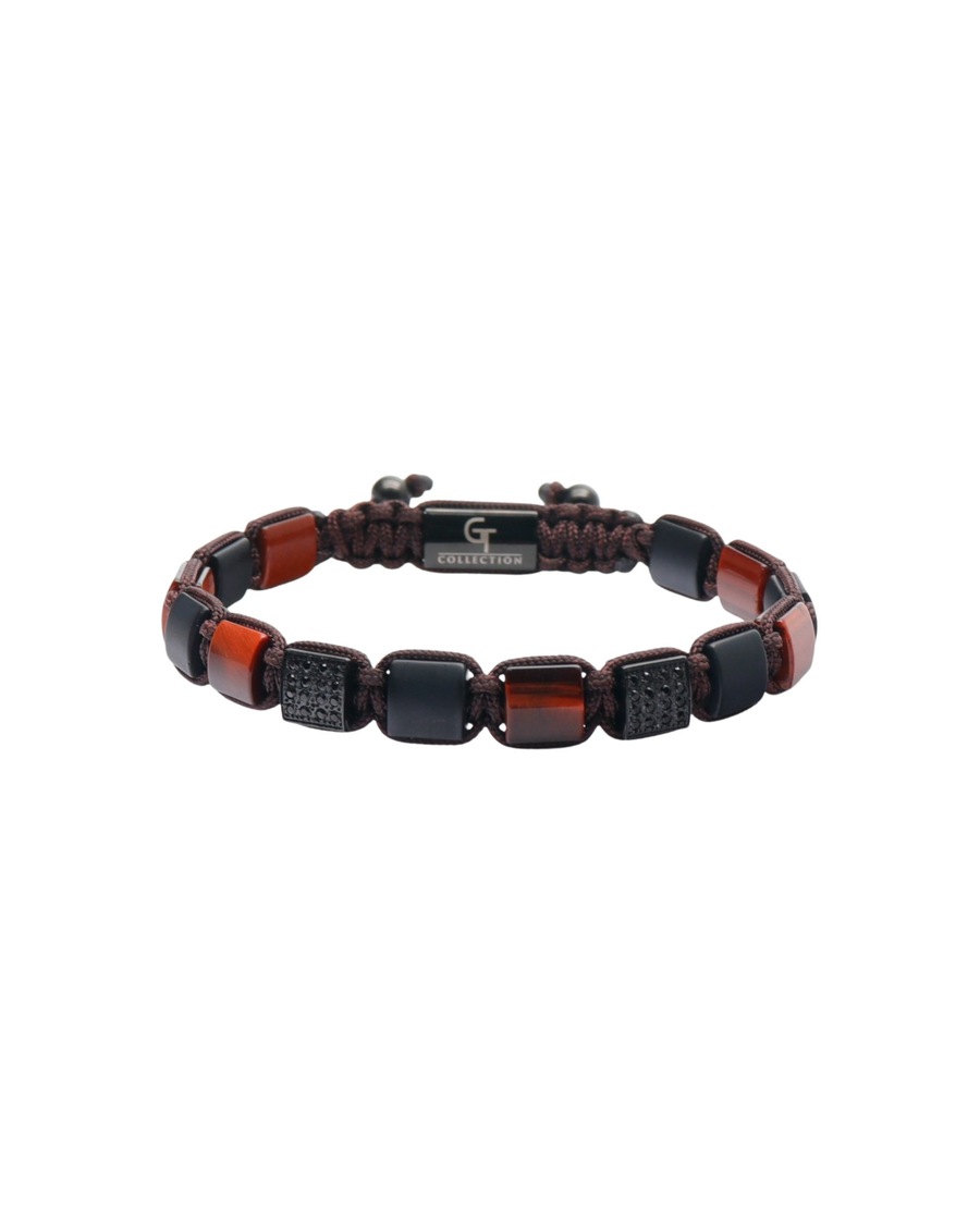 GT Collection Armband 'Flat-Bead' red Rot Herren