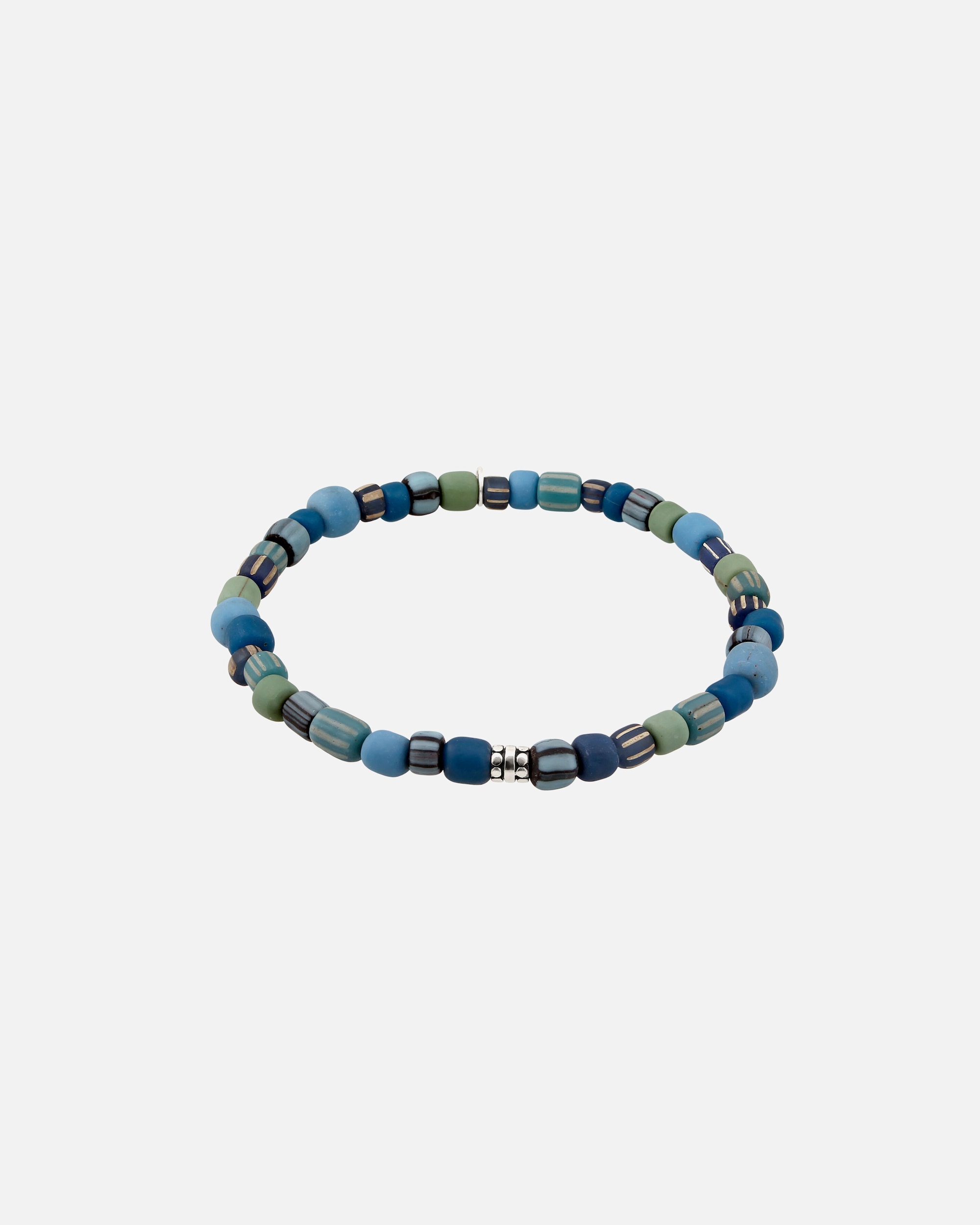 Armband für Männlich KUZZOI Glas Beads Blau Vintage 925 Sterling Silber 21