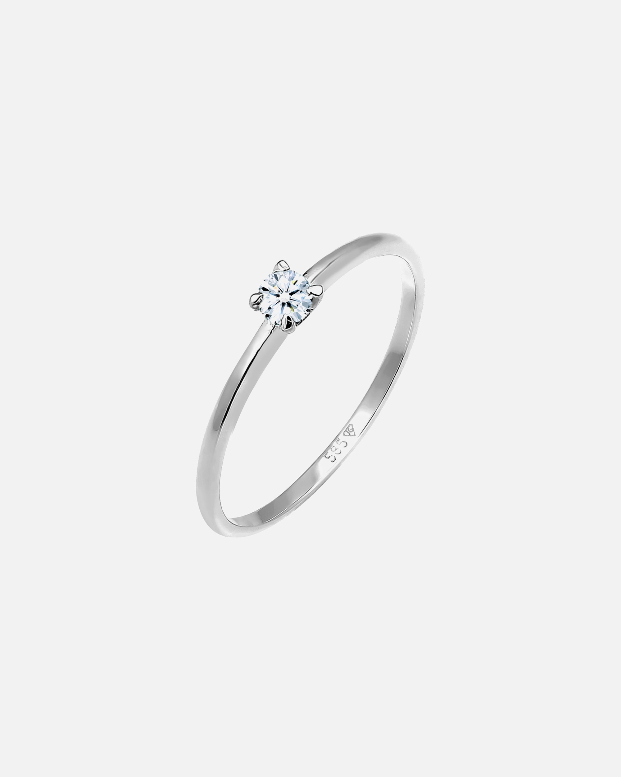 Ring für Weiblich Elli DIAMONDS Solitär Verlobung Diamant (0.06 ct.) 585 Weißgold 54