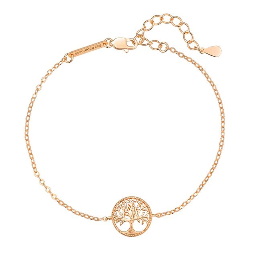 Hey Happiness Lebensbaum Armband – 925 Sterling Silber Tree of Life Rosegold Nude Damen