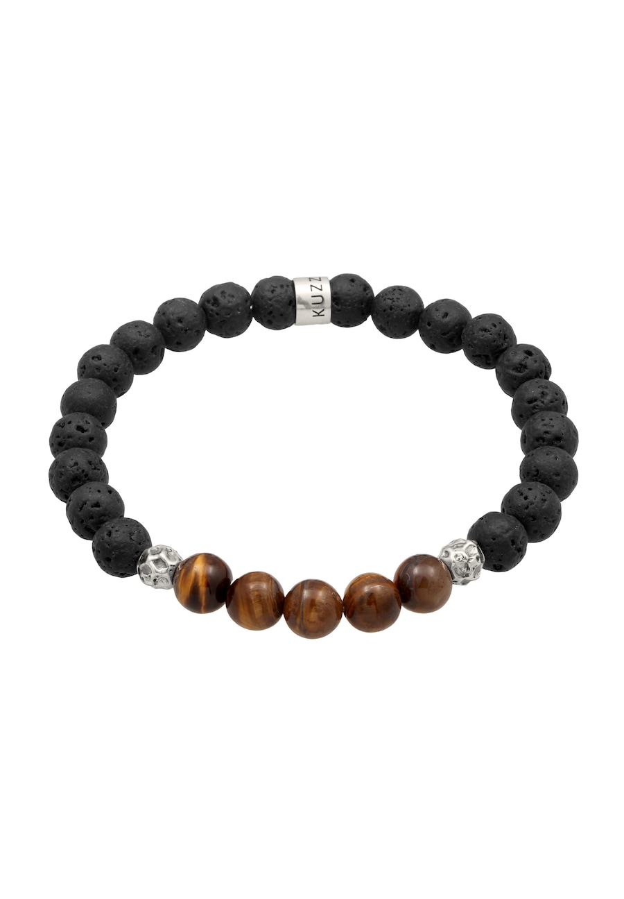 KUZZOI Edelstein Lava Tigerauge Braun 925 Sterling Silber 23 Herren