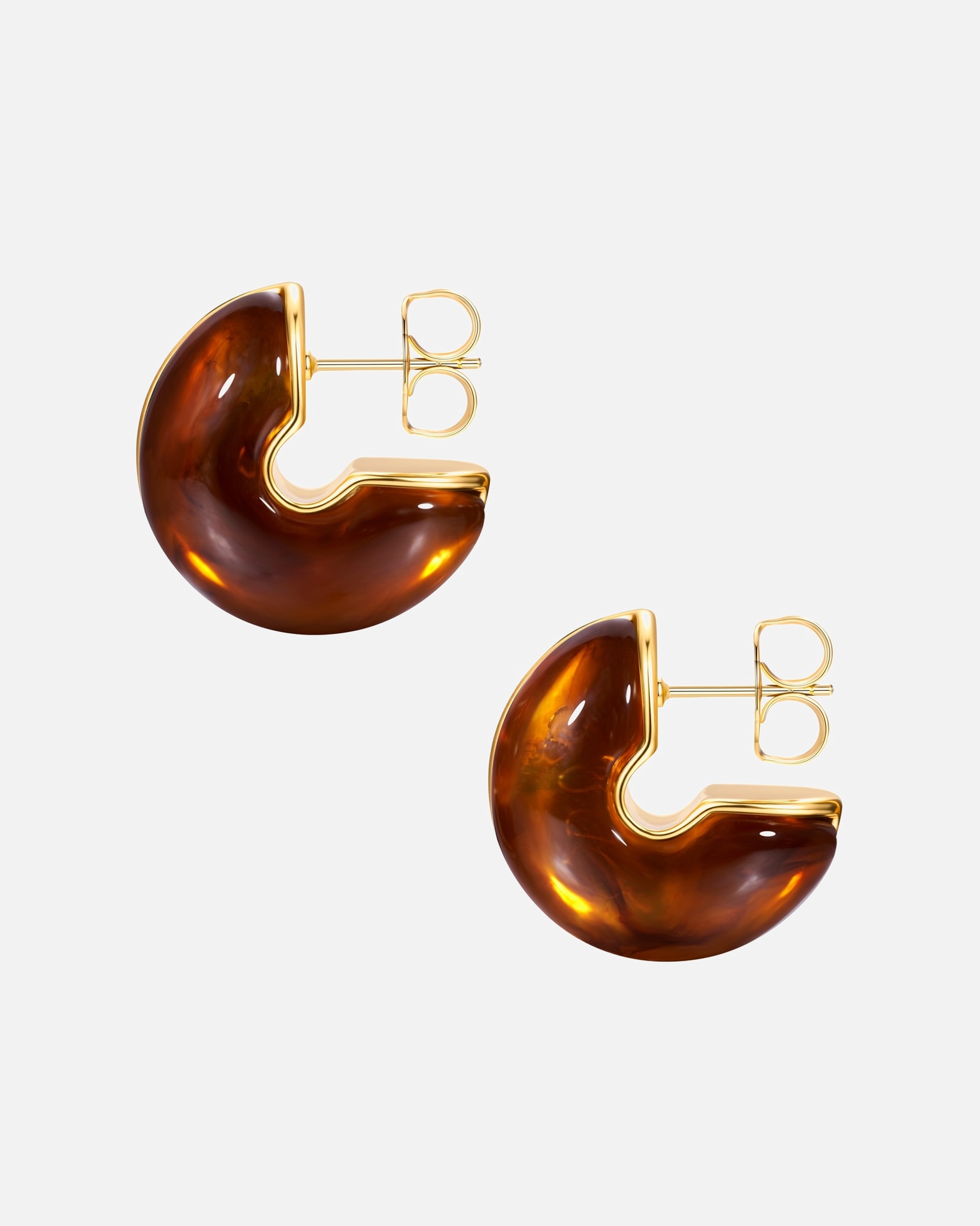 Ohrringe für Weiblich Yokoamii Ohrstecker aus Metall-Legierung in gelbgold mit Kunststoff 24,8 mm