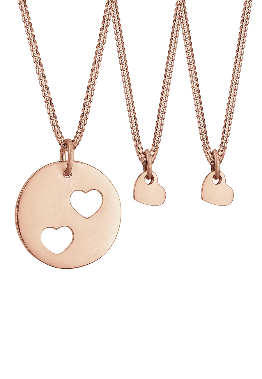 Elli Ketten Trio Herz Mutter Kind Cut Out 925er Silber rosefarben Damen