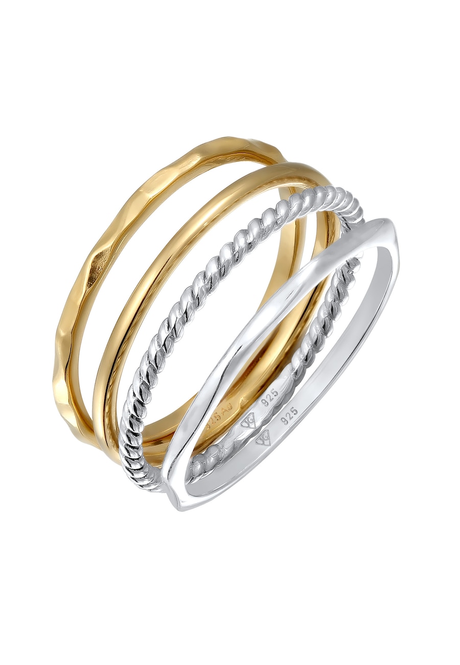 Elli Bicolor Stapelbar 4er Set 925 Sterling Silber Vergoldet 50 Damen