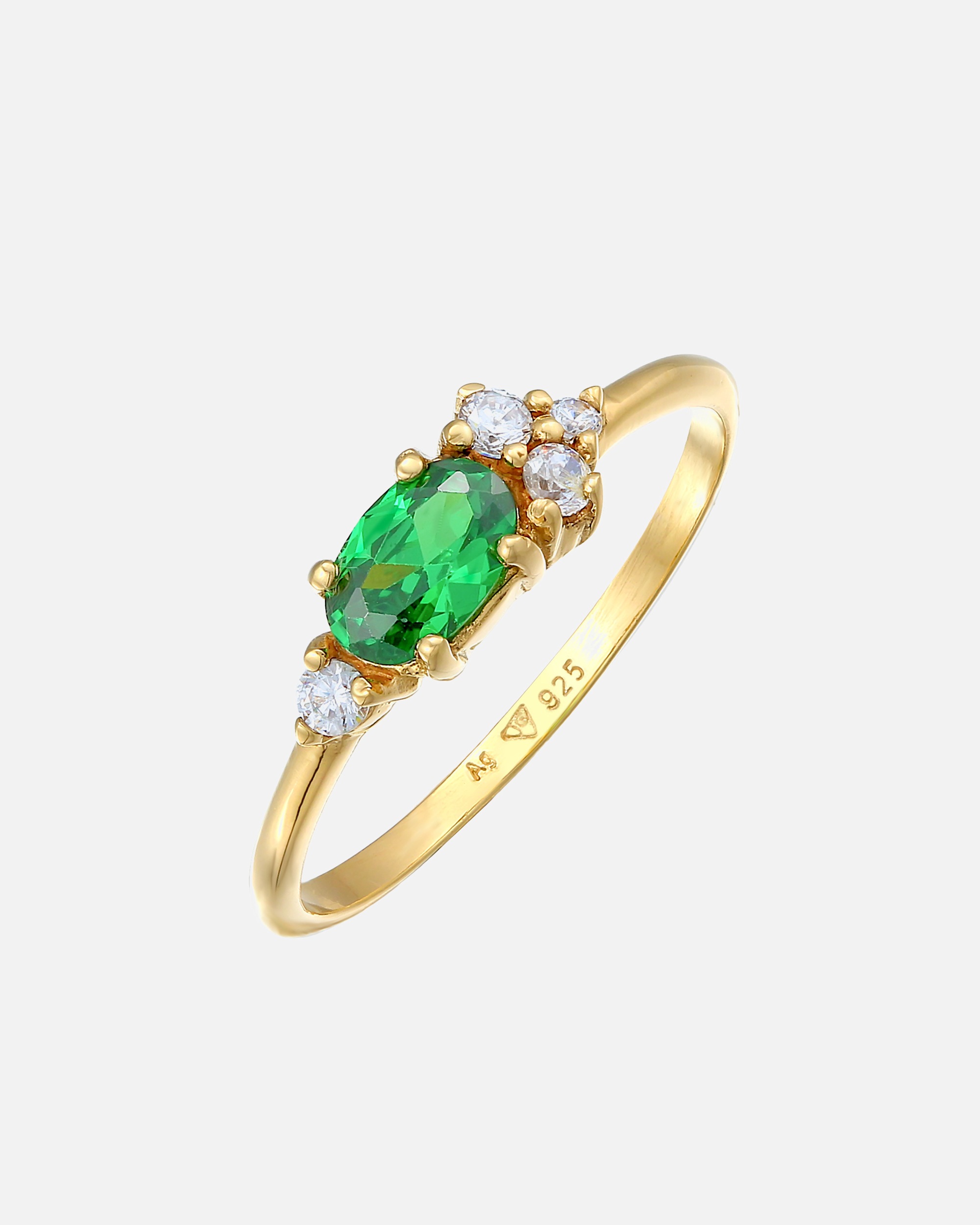 Ring für Weiblich Elli Zirkonia Grün Verlobungsring 925 Silber 52