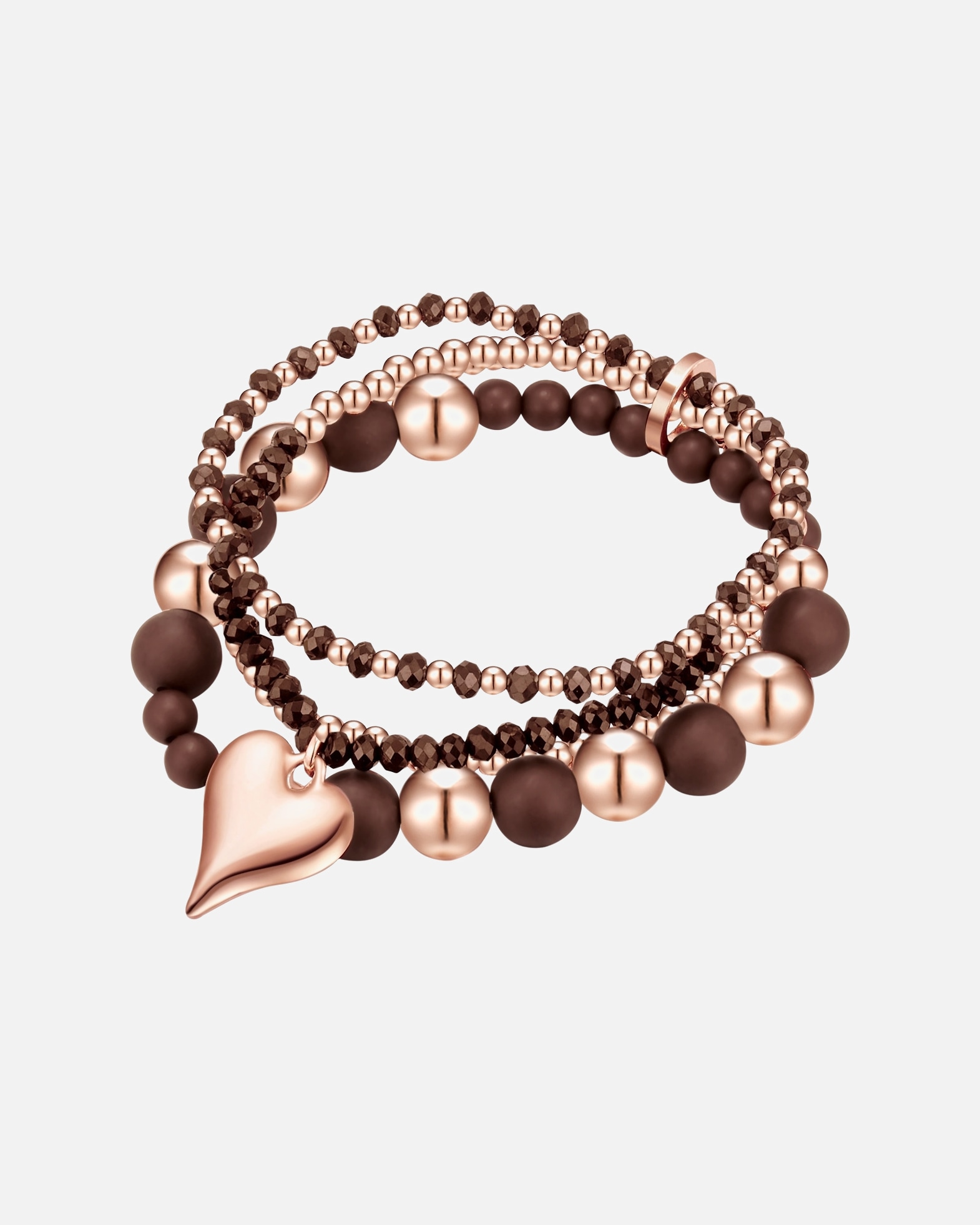 Armband für Weiblich Lulu & Jane Ohrstecker Herz Metall-Legierung Glas in Roségold 19,0 cm
