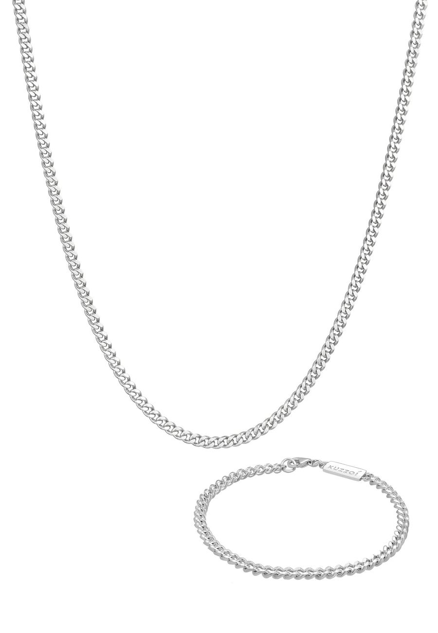 KUZZOI Panzerketten Armband Kette Basic 925 Silber silberfarben Herren
