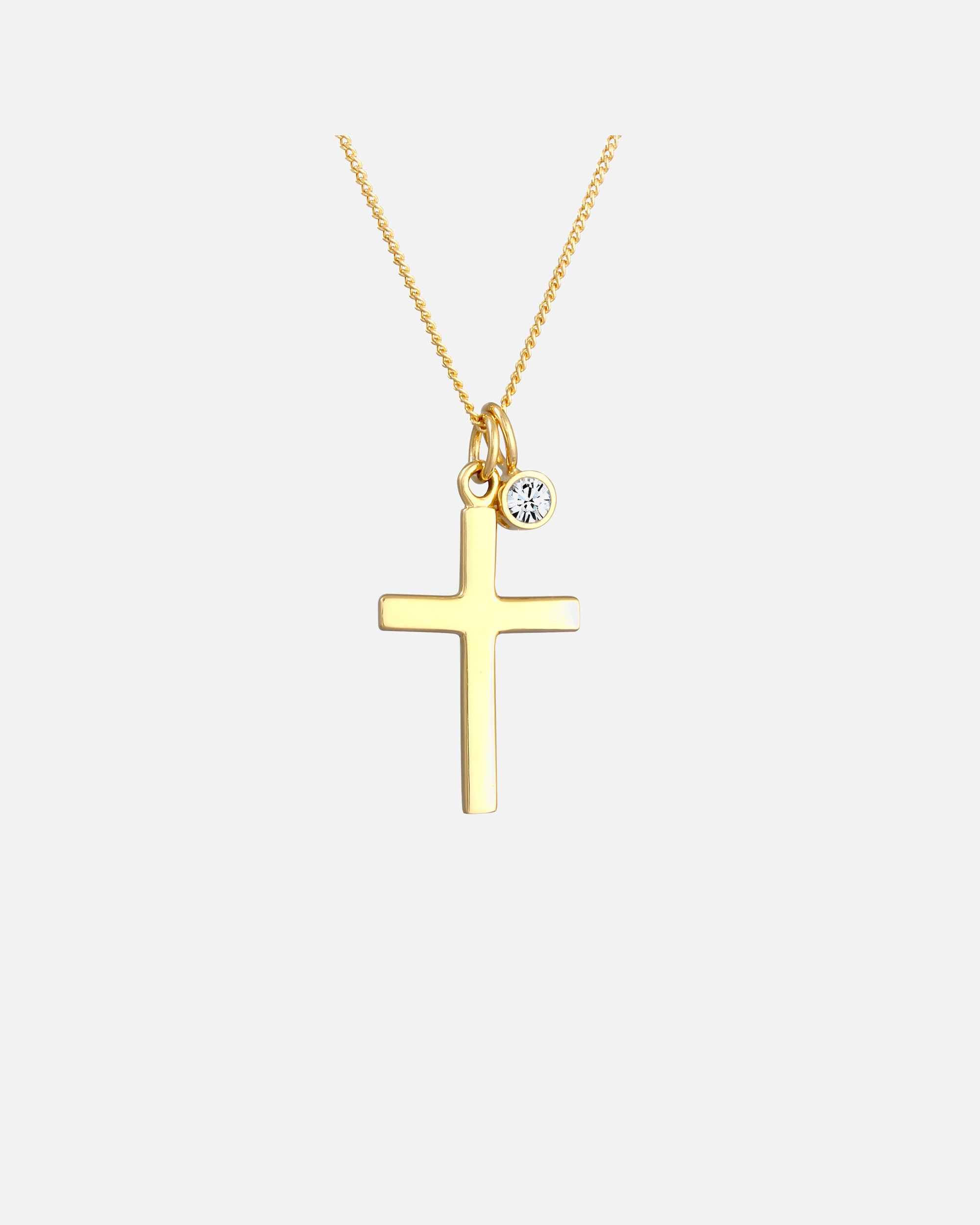 Halskette für Weiblich Elli Kreuz 925 Silber, mit Kristallen von Swarovski® goldfarben