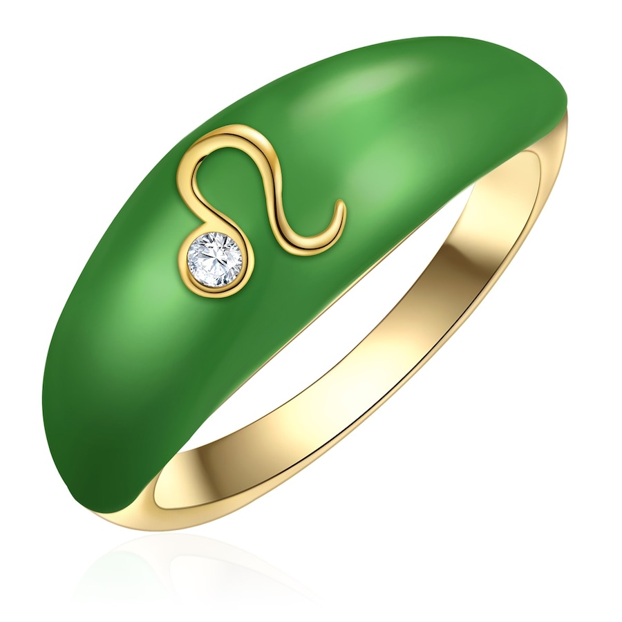 Glanzstücke München Ring Sternzeichen Löwe aus Sterling Silber in Gelbgold mit Zirkonia 56 Damen