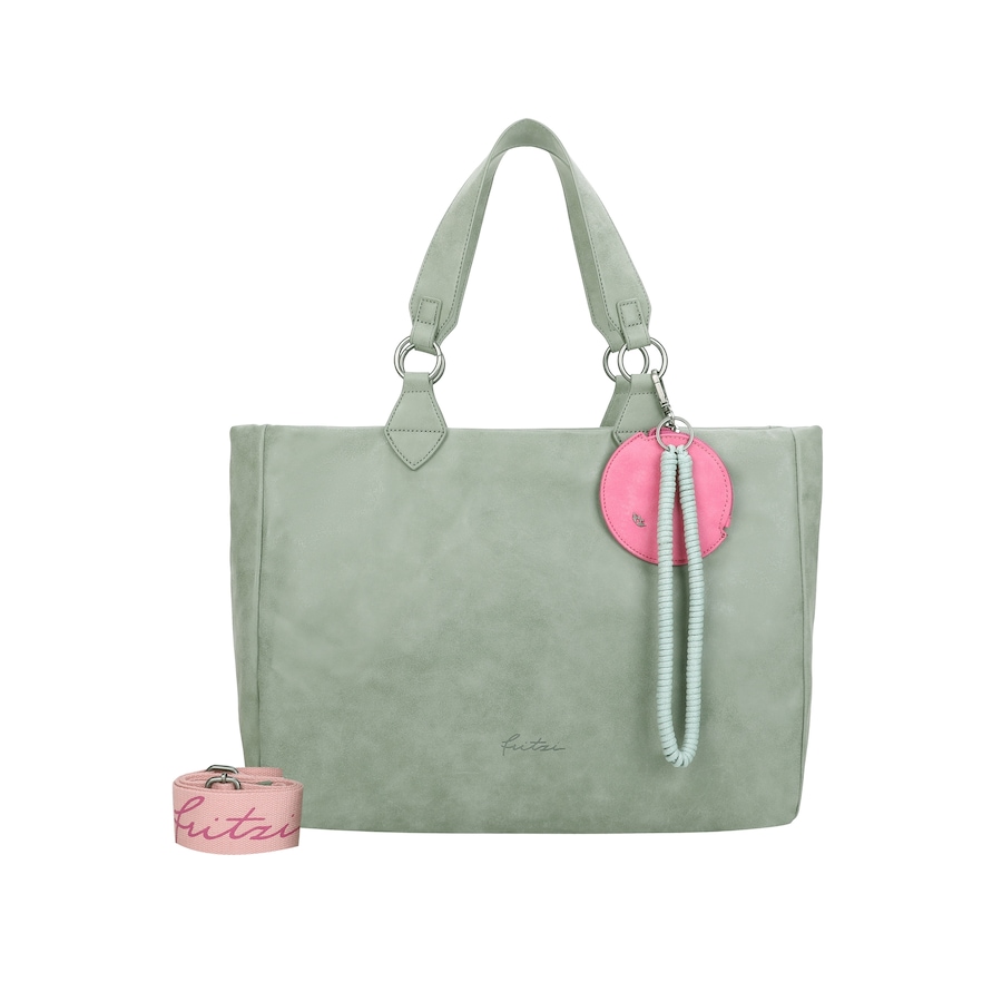 Fritzi aus Preußen Shopper Izzy Vintage mit Taschen-Anhänger und Schlüsselschlange grün Grün Damen