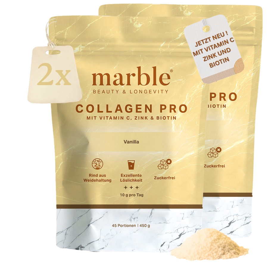 marble Collagen Pro – 2er Pack Vanille mit Vitamin C, Zink & Biotin 900 g Nude