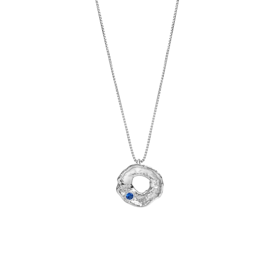 Celesta Anhänger mit Kette 925/- Sterling Silber Kristall blau 42+3cm Weiss Damen