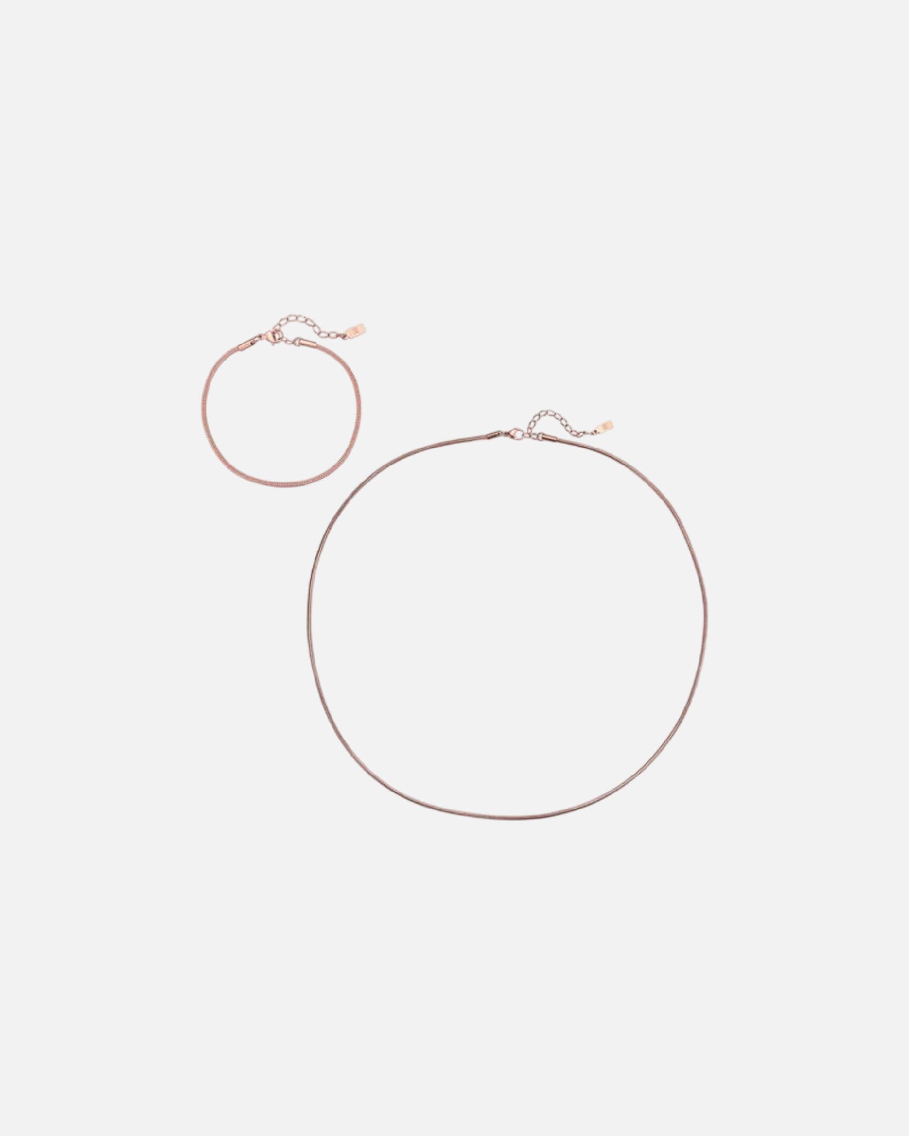 Schmuckset für Männlich Hey Happiness Default Brand Line Schlangenkette & Armband Herren Edelstahl Rosegold