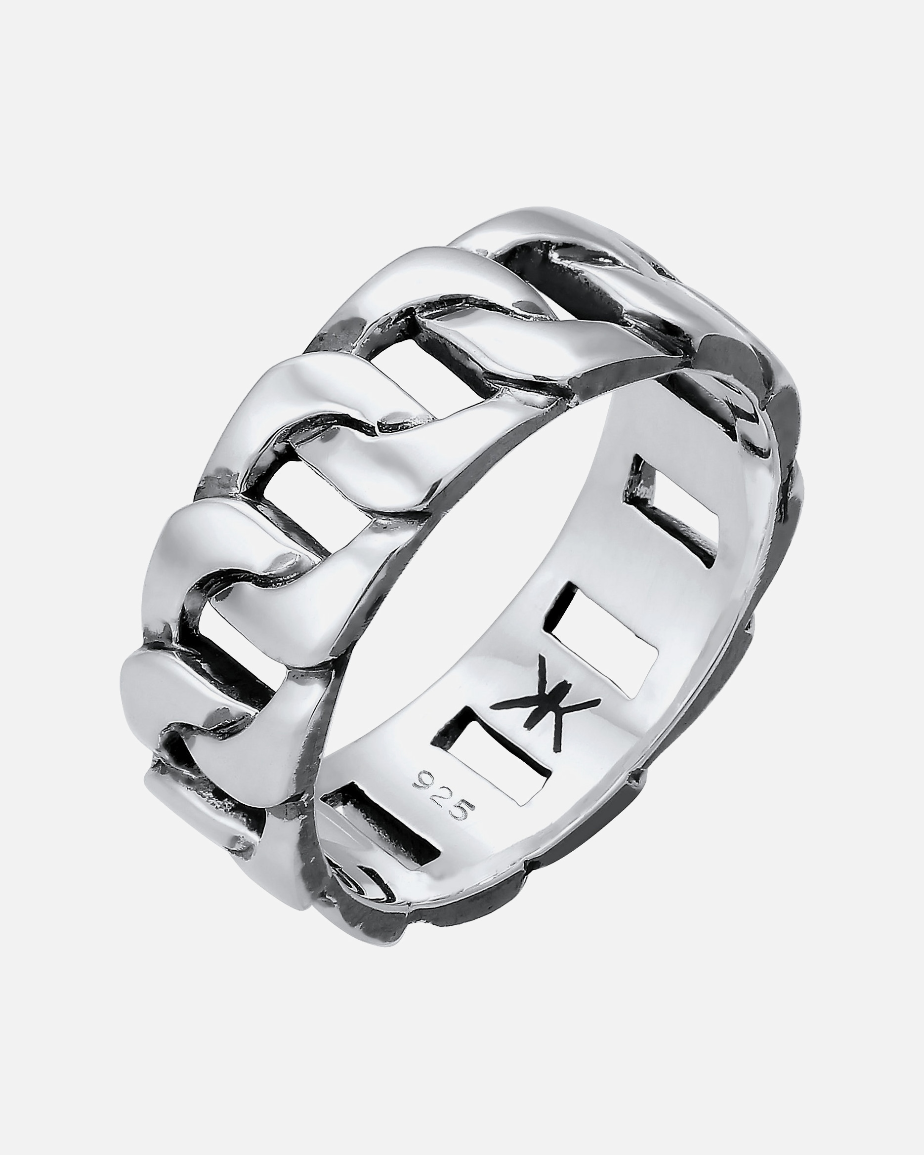 Ring für Männlich KUZZOI Herren Chunky Chain Look Cool Trend 925 Silber 64
