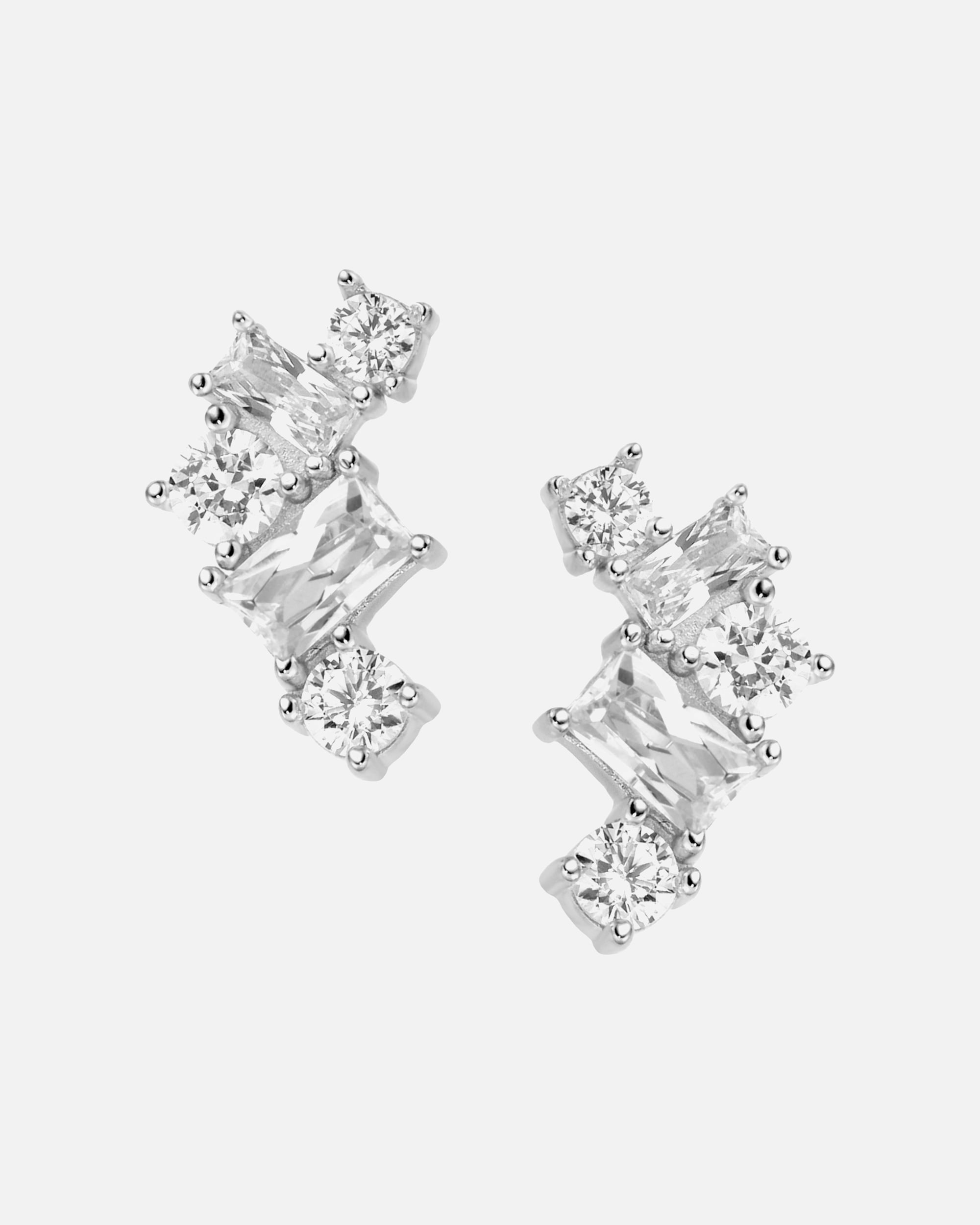 Ohrringe für Unisex Smart Jewel Ohrstecker mit weißen Zirkonia Steinen, Silber 925 Silber