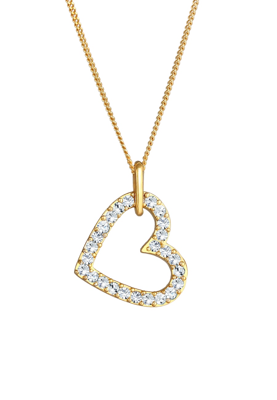 Elli Herz Funkelnd 925 Silber, mit Kristallen von Swarovski goldfarben Damen