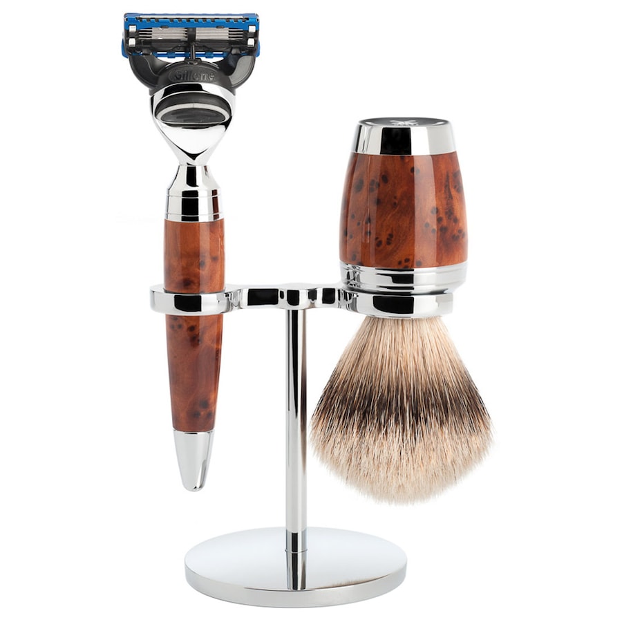 Mühle Stylo 3 tlg Rasierset Silberspitz,Fusion , Griff Thuja Holz Herren