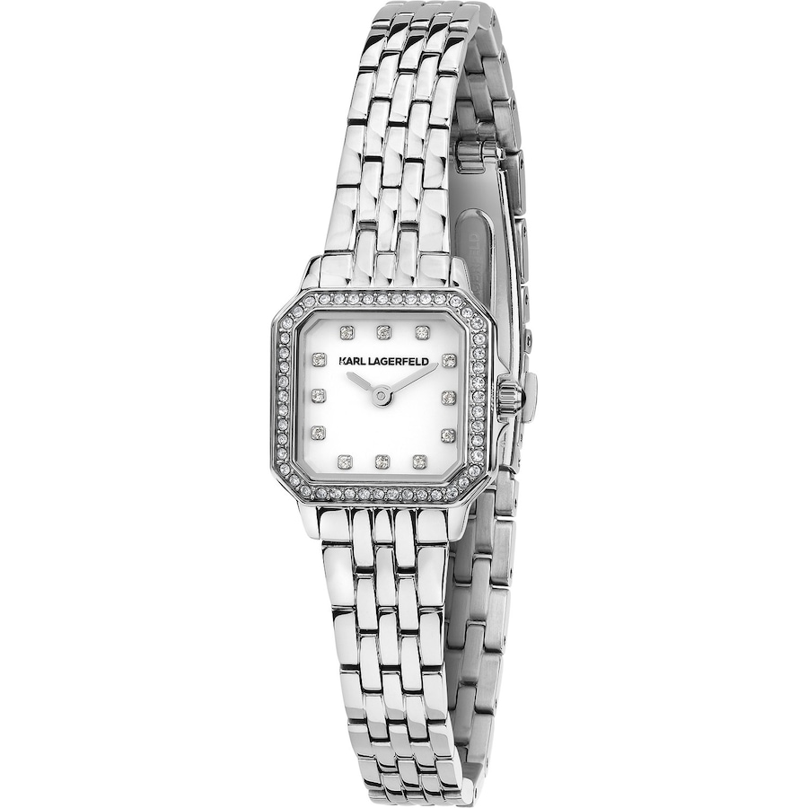 Karl Lagerfeld Damenuhr Edelstahl silber, weiß, Diamant Damen