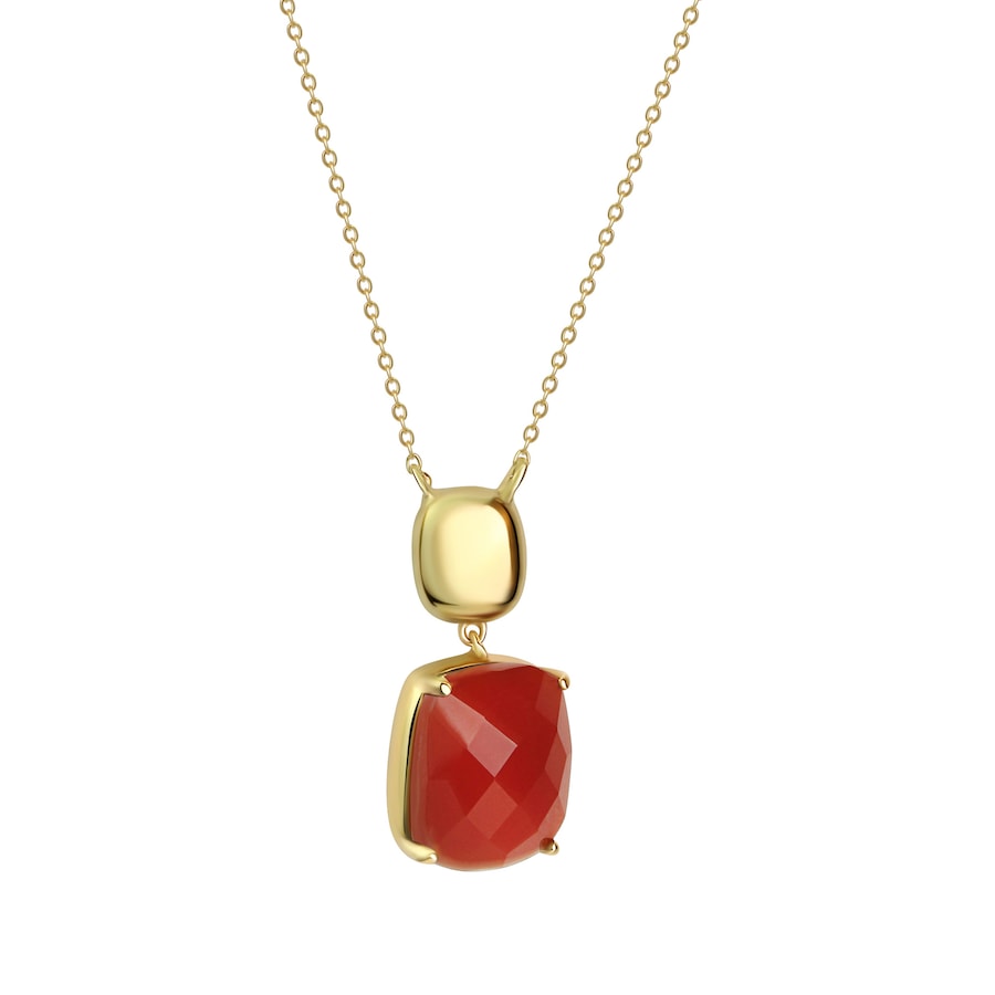 Celesta Anhänger mit Kette 925 Sterling Silber vergoldet Chalcedon 925/- rot 42,0+3,0cm Weiss Damen